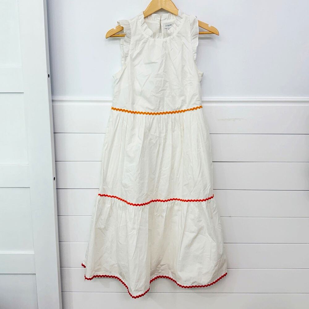 J.CREW Women’s Tiered Midi Ruffle Dress With RickRack Trim Size 00